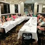 LADIES’ TABLE: VIEW Club members gathered to listen to Loz Anderson at their dinner.