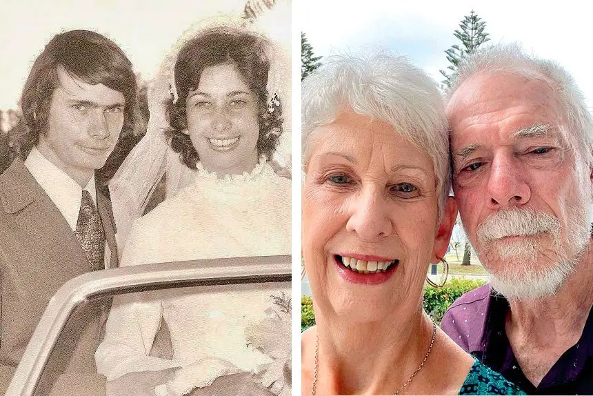 Russ and Barb Bourke on their marriage day. and 50 years later the pair’s love is still strong.