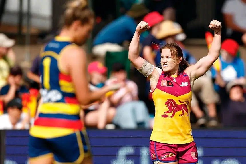 Shannon Campbell roars as the Lions triumph.