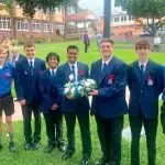 St Edmund’s College defence students prepare to lay a wreath on Remembrance Day.