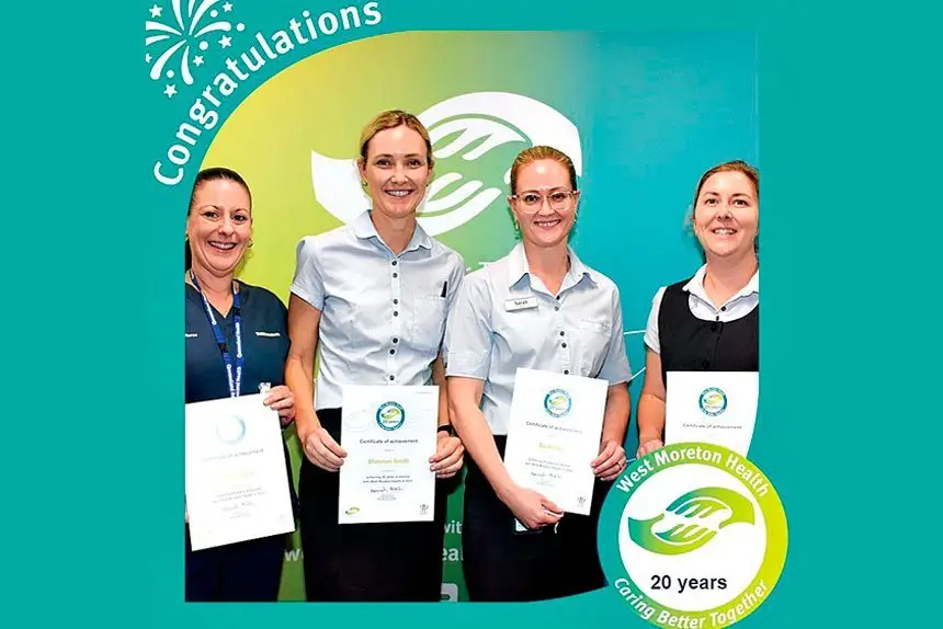 Four ladies have completed their 20th year in health.