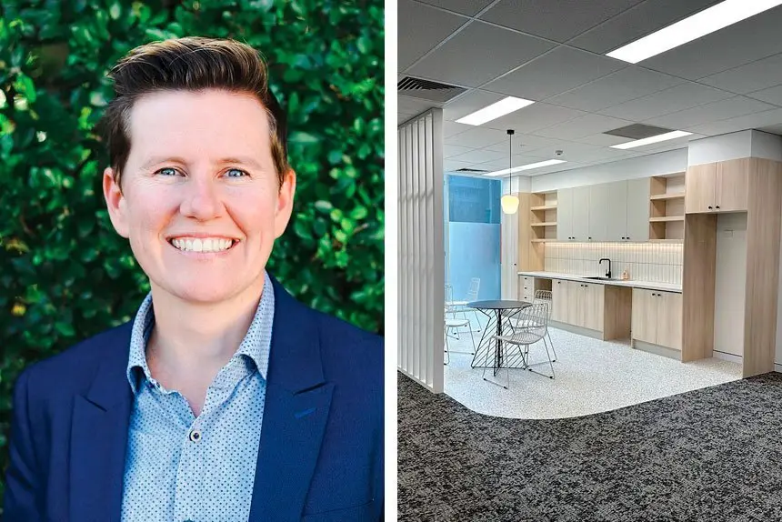 Nadia Bromley. WLSQ’s new office in Tower Central.