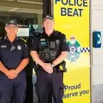 Snr Const Adrian Solah (right) with Rex Gavet.