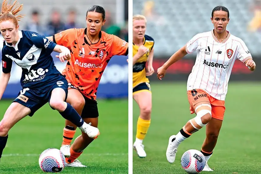 Tough-tackling McQueen in action, left, and powering away from an opponent, right.