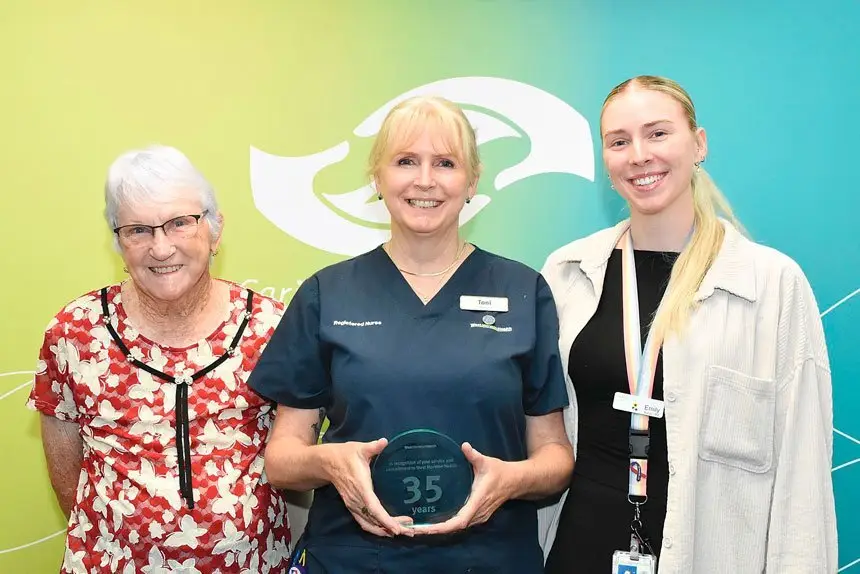 Toni Pirie (centre) with her mother Annette Hall and daughter Emily Piris.