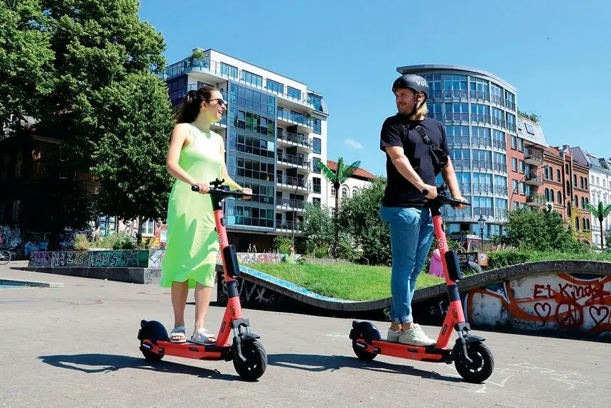 E-scooters are very polular and hire ones can be found around town