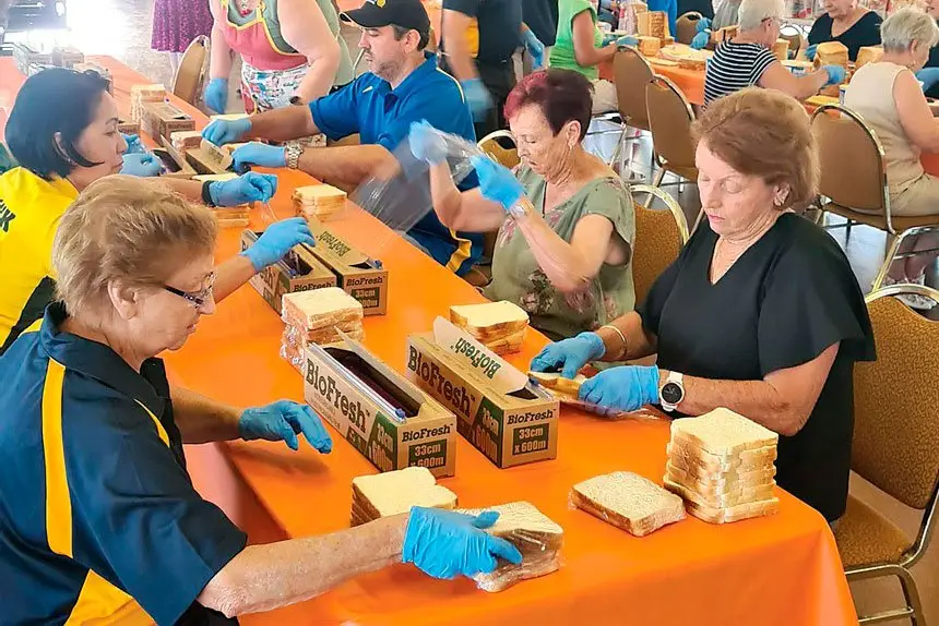 The School Lunch Volunteer program involves volunteers making sandwiches every three weeks for about 20 state schools.