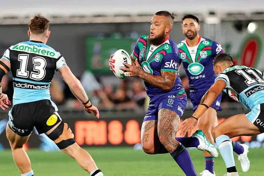 Warriors Addin Fonua-Blake during the NRL Round 1 match between the New Zealand Warriors and the Cronulla-Sutherland Sharks at Mount Smart Stadium in Auckland, New Zealand, Friday, March 8, 2024. PHOTO: AAP Image Brett Phibbs