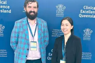 Acute Medicine and Continuum Care Director Dr Brent Simkus and staff specialist Dr Min Fong at the Clinical Excellence Queensland Showcase.