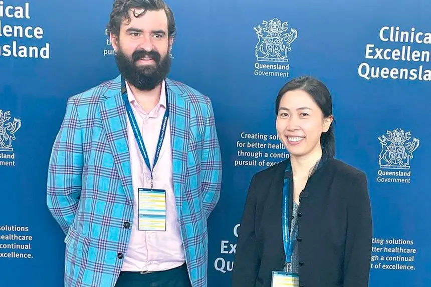 Acute Medicine and Continuum Care Director Dr Brent Simkus and staff specialist Dr Min Fong at the Clinical Excellence Queensland Showcase.