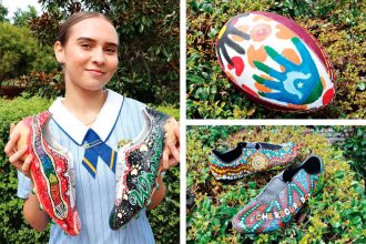 St Peter Claver’s Shatequa Leedie with the boots for the Broncos.