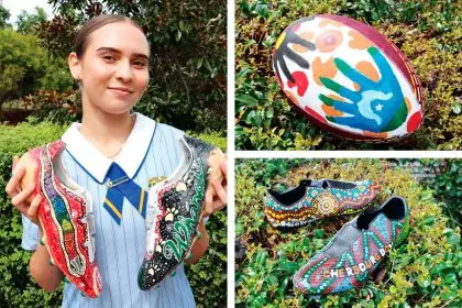 St Peter Claver’s Shatequa Leedie with the boots for the Broncos.