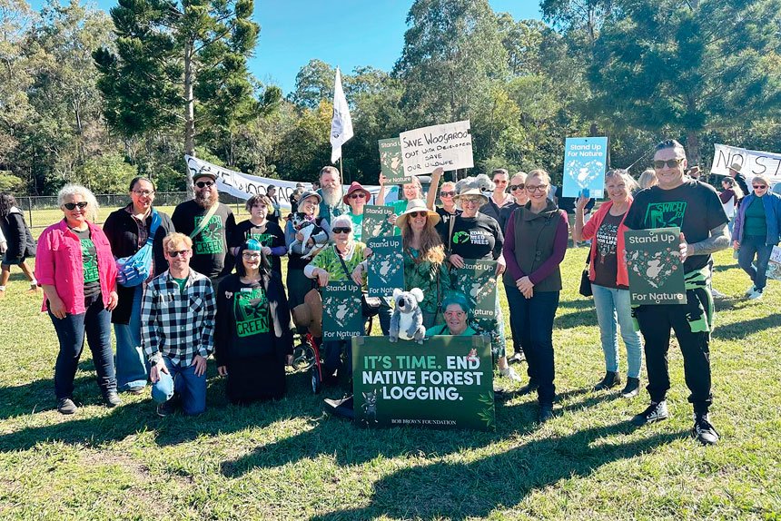 Senator Larissa Waters was part of a healthy turnout for the protest against the proposed Stockland development at Woogaroo.