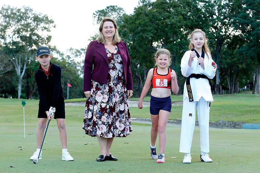 BIG DREAMS: Teresa Harding with athletes Roy Martens, Matilda Pates and Olivia Davis.