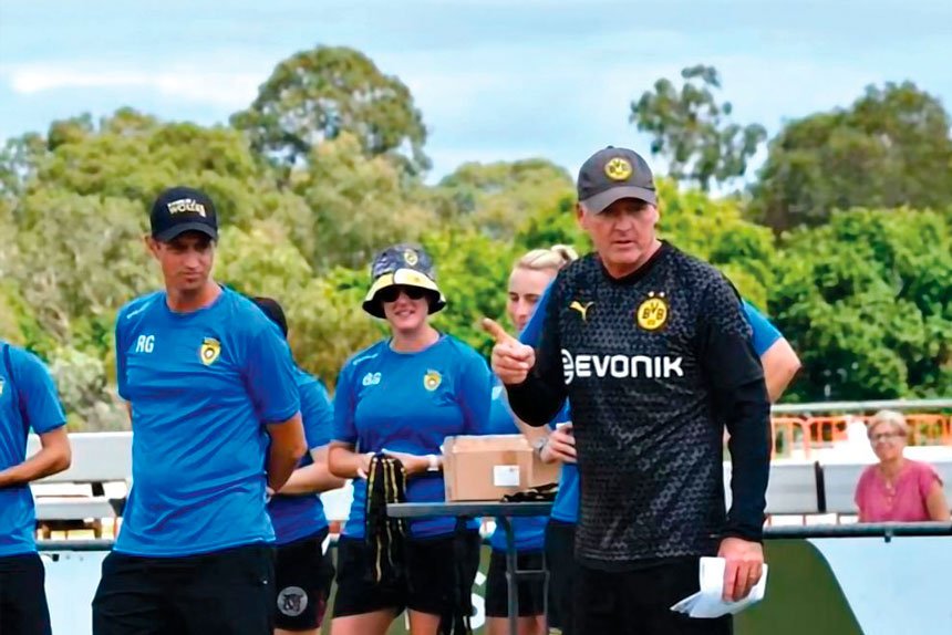 Former leading player and coach Paul Lambert at a recent presentation to the Wynnum Wolves.