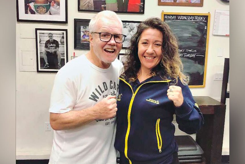Jessica Cashman with legendary American boxing trainer Freddie Roach.