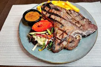The classic steak and chips is a popular item on the extensive menu.