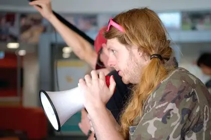 Director Dustin Schmidt behind the camera.