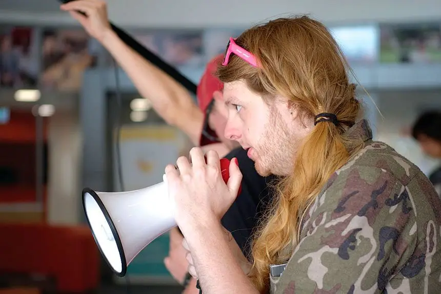 Director Dustin Schmidt behind the camera.