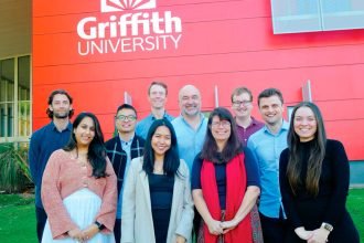 The Ethos team, from left (back): Fergus O’Connor, Zhiwei Xu, Sebastian Binnewies, Steven Baker, Connor Forbes, Aaron Bach; (front) Mehak Oberai, Erika Buenafe, Shannon Rutherford and Ella Jackman.