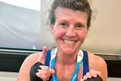 Kim resting after her bout