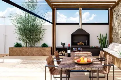 Install an outdoor bar or kitchen and choose weather-resistant furniture.