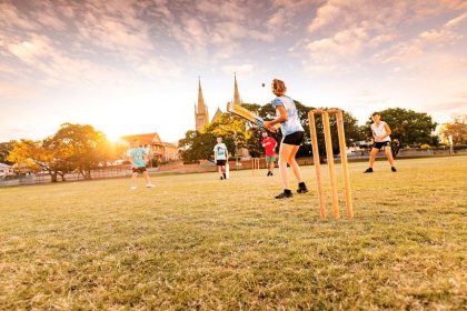 CATCHING ON: Cricket is among the sports being enjoyed.