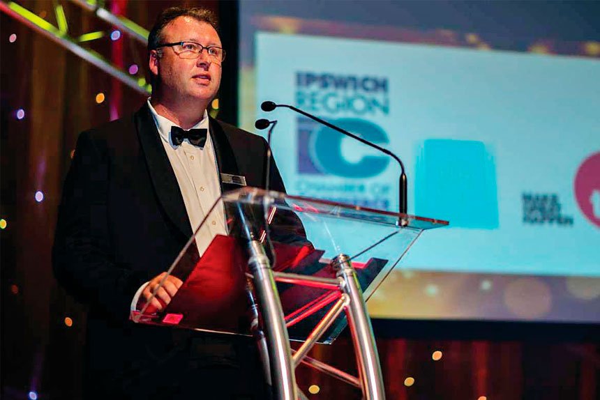 Ipswich Chamber of Commerce president Phillip Bell at this year’s Business Excellence Awards.