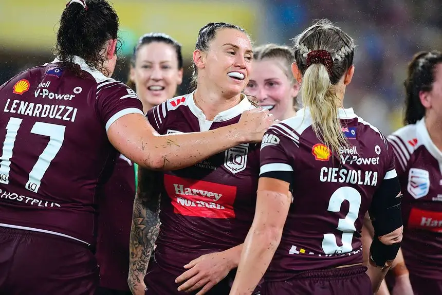 Celebrations following the Women’s State of Origin Game 3 match between the Maroons and the Blues. PHOTO: AAP Image/Scott Radford-Chisholm