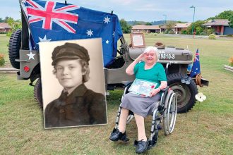 Olive Pugh at the Remembrance Day Service 2024 at Milford Grange Residential Home.
