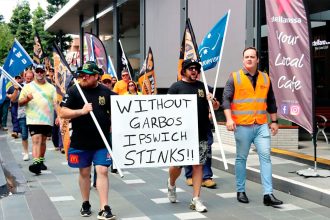 STINK OUTCOME: Workers demand better pay and conditions.