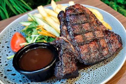 Steaks up! 350g Wagyu steak is popular.