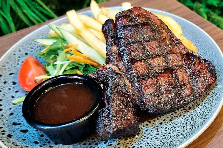 Steaks up! 350g Wagyu steak is popular.