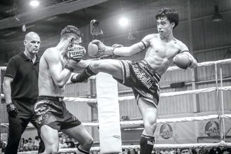 JUST CRUZING: Queensland Muay Thai champion Cruz Saengsourinh-Saunders in action.