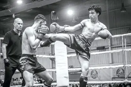 JUST CRUZING: Queensland Muay Thai champion Cruz Saengsourinh-Saunders in action.