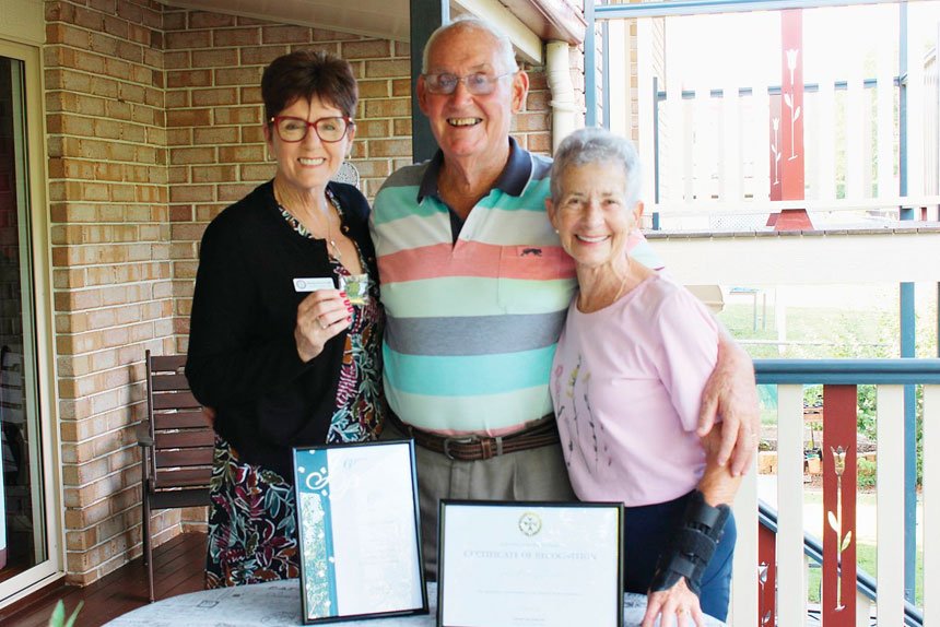 DEDICATED: John and Chrissie Turner with Wendy Bourne.