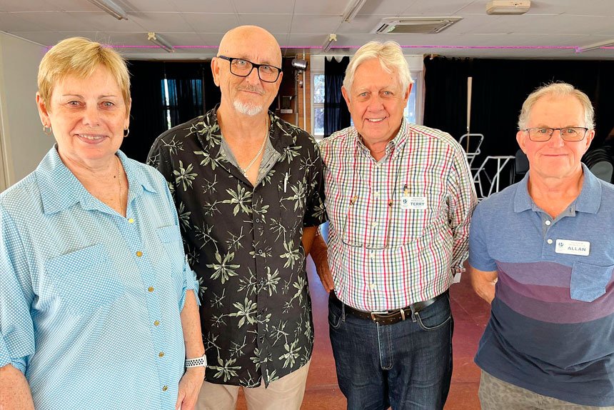 EXCITING TIMES: From left, Pauline Clark, John Gaudry, Terry Carter and Allan.