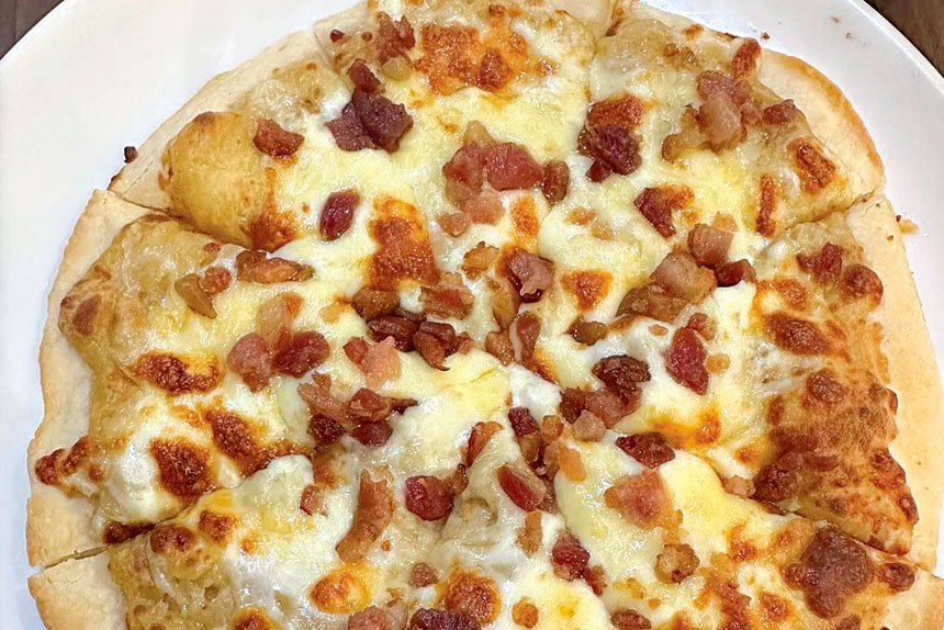 Garlic pizza bread – the perfect entrée to any meal.