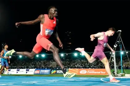 LOOK GOUT: A flying Gout Gout just fails to haul in fellow Queenslander Lachlan Kennedy on Saturday.