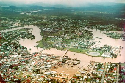 Aerial view of floods towards North Ipswich and Basin Pocket, Ipswich PHOTO: Picture Ipswich