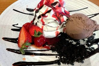 The impressive Black Forest Pavlova.