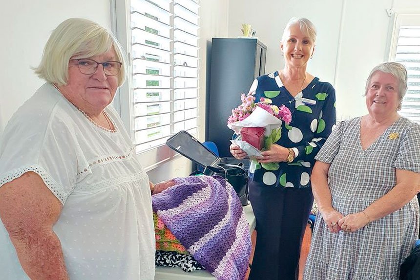 (L-R) Gaylene Stack, President Rosewood Branch; Gail Rogers, Ipswich Hospice: and Leann Dakin, WMD Vice President.