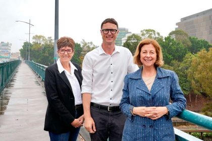 State Member for Ipswich West Wendy Bourne with Shadow Minister for Transport and Roads Bart Mellish and State Member for Ipswich Jennifer Howard.