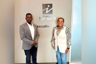 Queensland African Communities Council President Faysel Ahmed Salet with Cr Pye Augustine.