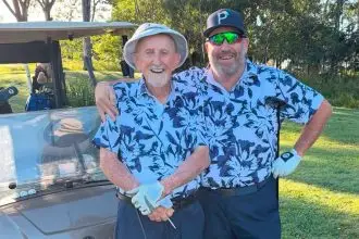 A family affair: Peter Roache and his son Damian.