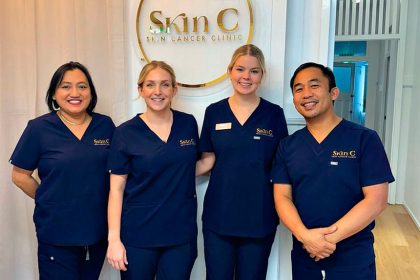 The Skin C team: Nurses Ivy, Chloe Larsen and Jaymie Lee Kirk, and Dr Julius Soriano.