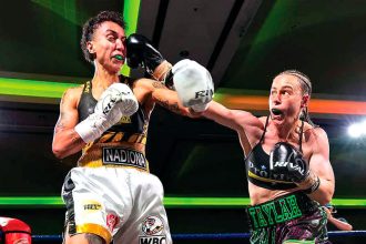 Taylah Gentzen lands a solid blow in her victory over Nadia Flalhi. PHOTO: Darren Burns