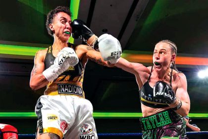 Taylah Gentzen lands a solid blow in her victory over Nadia Flalhi. PHOTO: Darren Burns