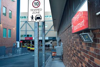 BACKED UP: Ambulances queue to deliver their patients to the Emergency Department at Ipswich Hospital.