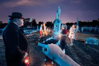 CEMETERY TOUR: Jack Sim designs tours to be spooky but meaningful.